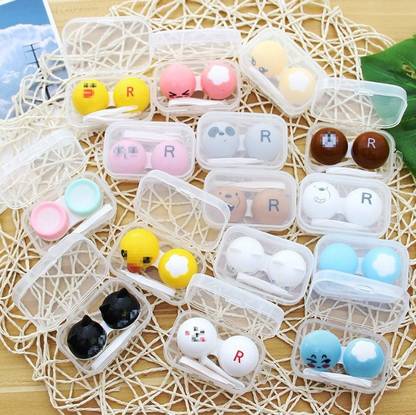 Gold Look travel mini lens case cartoon design random color (1pc only) kit