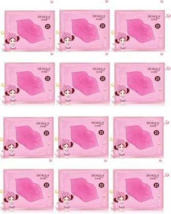 chansai Lip Collagen Mask Pack of 12 for Soft Glowing Healthy Lips Moisture Essence for dry and dark lips anti-ageing wrinkle mask(pink)