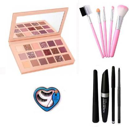 SWIZ HUDA Professional Nude Eyeshadow & itty Soft Makeup Brushes + Eyeleshes kit + 4 in 1