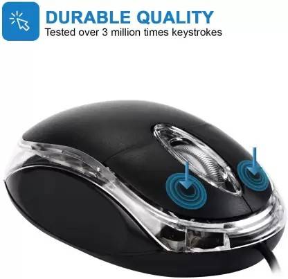 WHISTLE9 Wired Mouse with 1000DPI, 10 Million Clicks Lifespan for Laptop and Desktop Wired Ambidextrous Optical  Gaming Mouse