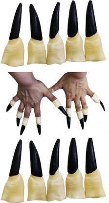 Dhinchak 10 Pcs Halloween Props Fake Finger Nail Set Witch Ghost Monster Finger Nail silicone material