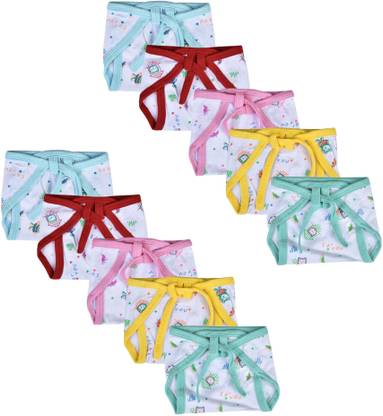 Honey Boo New Born Washable Reusable Hosiery Cotton Diapers, 0-6 Months ( PACK OF 10 )