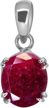 S KUMAR GEMS & JEWELS Certified Original 4.25 Ratti Ruby Stone (Manik Stone ) Sterling Silver Pendant For Men And Women Ruby Silver Pendant