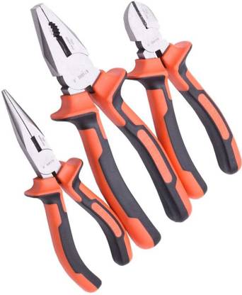 uptodatetools 3 Piece Pliers Set - Professional Grade Pliers includes 6” Long Nose Plier, 6” Diagonal Cutting Plier, 8” Combination Plier Diagonal Plier