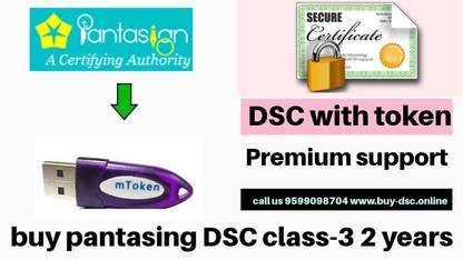 Pantasign Digital signature certificate class-3 signing 2 years validity with USB smart token for ITR GST TAX IRCTC ROC MCA e Filling Smart Key
