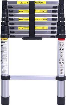 saysha 9.5 FT (2.9 Meter) Portable Telescopic Extension Ladder, Aluminium Telescoping Extendable Ladder, Multi-Purpose Ladder/Sidi/Sidhi/ for Home and Industrial use,10 Steps, Aluminium Ladder