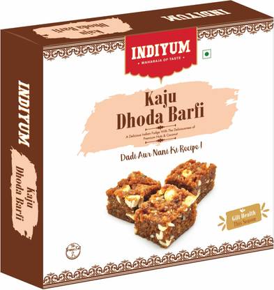 Indiyum Sweet Mithai Desi Ghee Kaju Dhoda Barfi Box