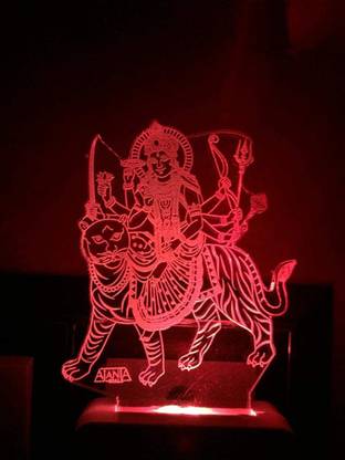KESTRON Love Maa Durga Colour Changing 3D Illusion LED Acrylic Night Lamp with Plug for Bedroom/Nightlamp for Home/Office (Multicolour) Night Lamp