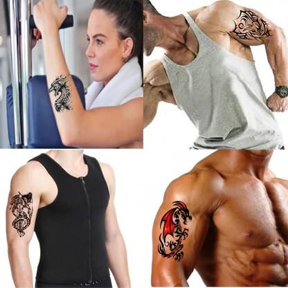 voorkoms Big Dragon,3D DragonTattoo,and Dragon , Tribal Dragon tattoo Waterproof body Temporary tattoo for all men and women pack of 4