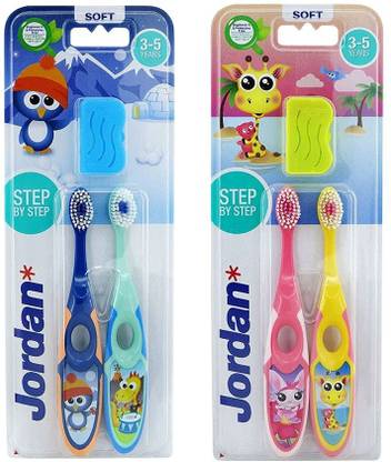 Jordan step by step 3-5 years Pack of 4 (Color May Vary) Soft Toothbrush