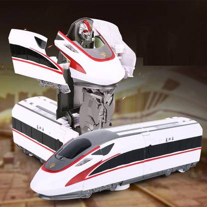 HALO NATION Transformation Robot Train Model Classic Toy Action Figure Gift Children with Light & Sound Simulation , Bump & Go Train - Deformation Bullet Train Toy