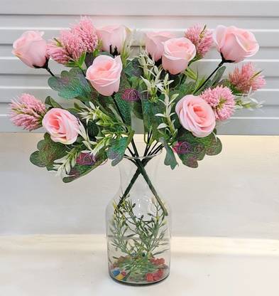 Artsy Artificial PK Rose Bunch Pink Pink Rose Artificial Flower