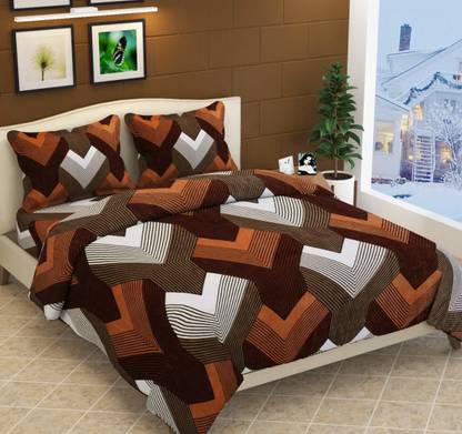 Temoli Polyester King Flat 210 TC Abstract Bedsheet