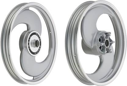 ROYAL ERADO 2 Spokes leaf Silver Alloy Wheel set| Royal Enfield Thunderbird & Classic Double disc Front, Rear Alloy Aluminium Royal Enfield Classic Motorbike Tyre Rim