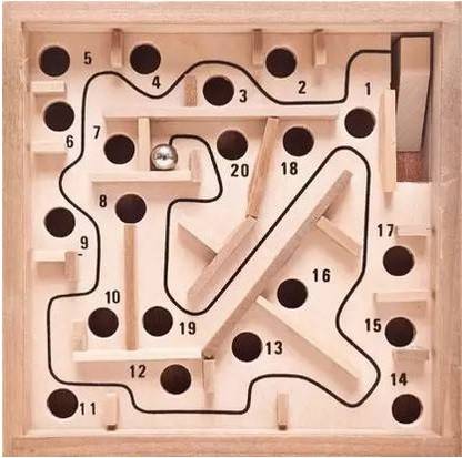 QWICK CLICK Wooden Mini Labyrinth Balance Board Game Ball in Maze Wire Puzzle Handcrafted Toys Board Party & Fun Board Game Accessories