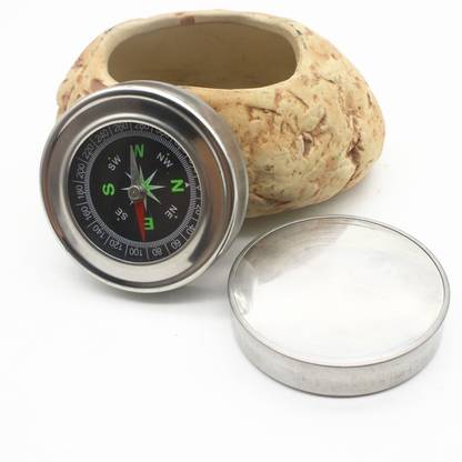 SYGA Multi-Function Metal Compass with Luminous Pocket Watch - Silver Compass