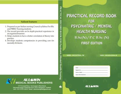 Allwin Practical Record Book for Psychiatric/ mental health nursing Regular Notebook NO 286 Pages