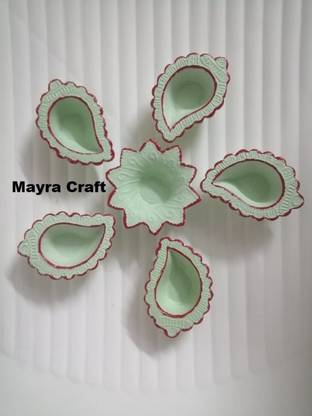 mayra craft Pottery (Pack of 6) Table Diya Set