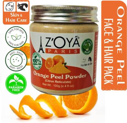 ZOYA PARIS Orange peel powder can effectively cleanse your skin. Take few tea spoons of orange peel powder and add little water to make a thick paste. Apply it on the skin and allow it to dry on its own and then rinse off with lukewarm water. This mask will deep cleanse the pores and prevent blackheads, whiteheads, acne and pimples.100% Pure & Natural (ORGANIC) Orange Peel Powder (Citrus Reticulate/santre ka Chika) For Face Pack and Hair Pack. Organics Orange Peel Powder for Glowing Skin & Removing Pimples, Scars & Boosted Collagen .
