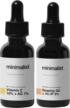 Minimalist Face Serums For Glowing Skin | Combo of 10% Vitamin C Face Serum & Rosehip Oil