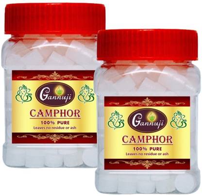 Gannuji Camphor [100 Gram x 2] Pure Holy & Spiritual Pooja Karpuram Tablet Jaar
