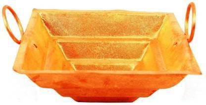 PujaPath HHKC Copper Yagya Hawan Kund/Yajna Kund/Agnihotra/Havan Pot with Copper Handles On Both Side for Easy Handling,for General Hawan Purpose