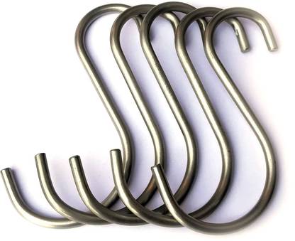 BnoSPACE 5 Heavy Duty S Hooks Pan Pot Holder Rack Hooks Hanging Hangers S Shaped Hooks for Kitchenware Pots Utensils Clothes Bags Towels Plants Planter Hook 5