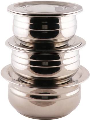 Mohini steels STEEL HANDI/DONGA SET(3 PCS SET) Handi 5 L with Lid