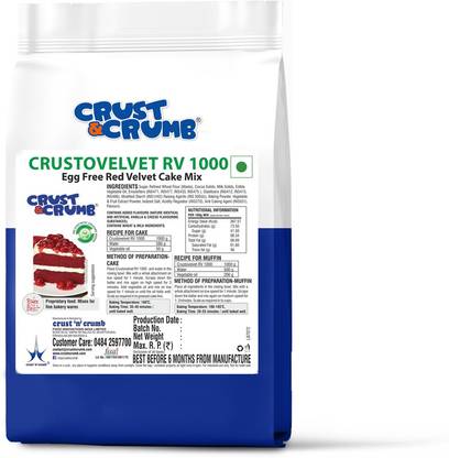 CRUST & CRUMB Egg Free Red Velvet Cake Mix | No Synthetic Colours Added | 1000 g