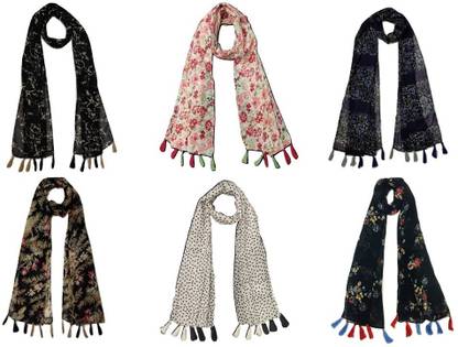 StoleVilla Floral Print Chiffon Women Scarf, Stole, Fancy Scarf