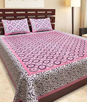 Satrim 280 TC Cotton King Jaipuri Prints Flat Bedsheet