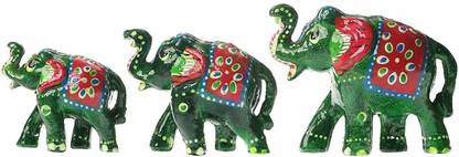 Khamma Ghanni Handicrafts Fiber Elephant Set of 3 with Attractable for Home Decor I Living room I Guest room I Showpiece I Gift items Decorative Showpiece  -  10 cm