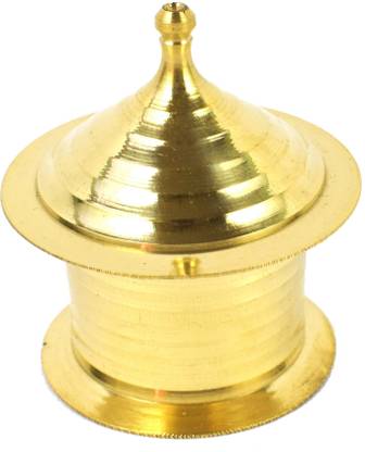 Real Craft Handmade Sindoor Dibbi/Kumkum/Golden Sindur Box, Round,Pack of 1 Decorative Showpiece  -  7 cm