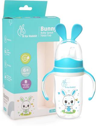 R for Rabbit Bunny Baby Spout Sippy Cup Bottle 240 ML Soft Silicon Spout for Baby | Kids of 6 Months +