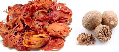 Organic Bites Whole Spice Combo of Mace Javitri 50 Grams Nutmeg Jayphal 50g (Total 100 gm)