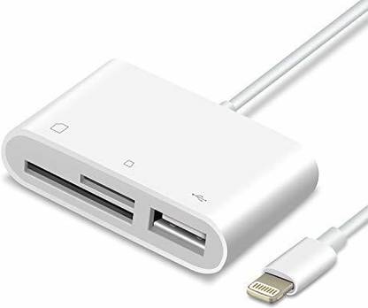 microware SD Card Reader, Digital Camera Reader Adapter Cable, Lightning to USB Camera Adapter, SD/TF Card Reader, Trail Game Camera Viewer for iPhone/iPad, No App Required, Plug and Play USB Adapter