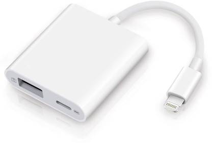 microware Lightning to USB3 Camera Adapter with Charging Port, Lightning Female USB OTG Cable Adapter for Select iPhone,iPad Models Support Connect Camera, Card Reader, USB Flash Drive, MIDI Keyboard USB Adapter