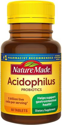 Nature Made Acidophilus Probiotics 1 Billion CFU Per Serving, 60 Tablets