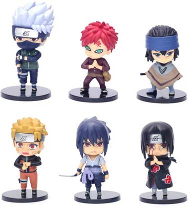 kawaii kart Naruto Action Figure Chibi Figures - Set Of 6 - Set A (Size - 12 cm)