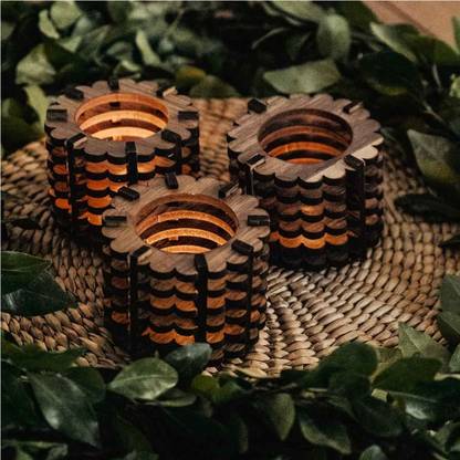 THINKARTLY CHLOE TEALIGHT HOLDER Wooden Tealight Holder Set