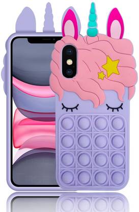 CASE CREATION Back Cover for iPhone XS Unicorn Case for Girls Push Pop Bubble Fidget Toy Stress Relief Soft Silicone Cover