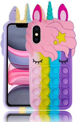 CASE CREATION Back Cover for iPhone 10 Unicorn Case for Girls Push Pop Bubble Fidget Toy Stress Relief Soft Silicone Cover