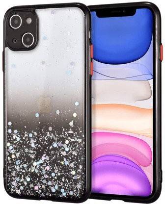 VONZEE Back Cover for iPhone 14 Plus Glitter Sequin Gradient Case, Bling Glitter Transparent Shockproof Case
