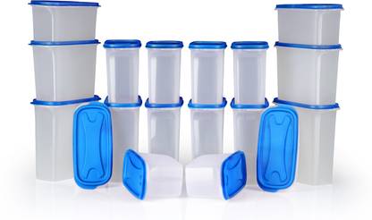 Pack of 18 Plastic Grocery Container  - 1000 ml, 1500 ml, 2000 ml paytonhub Blue
