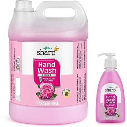Floh Disinfectant Hand Wash 5 litre + Free 300ML Hand Wash filled bottle with pump, Rose Flavor, hand washing liquid refill, handwash 5 litre Hand Wash Can