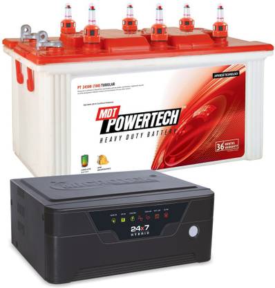 POWER TECH PT 24500+Microtek UPS 24x7 HB 1275 Tubular Inverter Battery