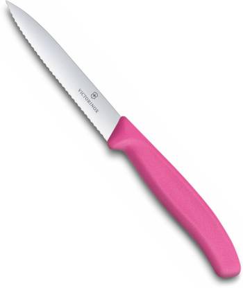 Victorinox 1 Pc Stainless Steel Knife Paring Knife Wavy Edge Pointed Tip 10 Cm-pink