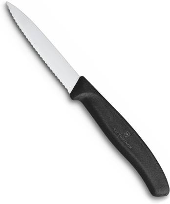 Victorinox 1 Pc Stainless Steel Knife Paring Knife Wavy Edge, Pointed Tip, 8 Cm-black