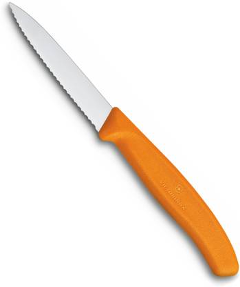 Victorinox 1 Pc Stainless Steel Knife Paring knife wavy edge, pointed tip, 8 cm-orange