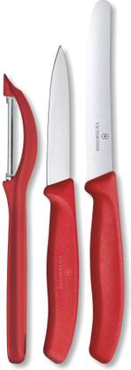 Victorinox 3 Pc Steel Knife Set Paring Knife Set With U Peeler, 3 Pieces-red